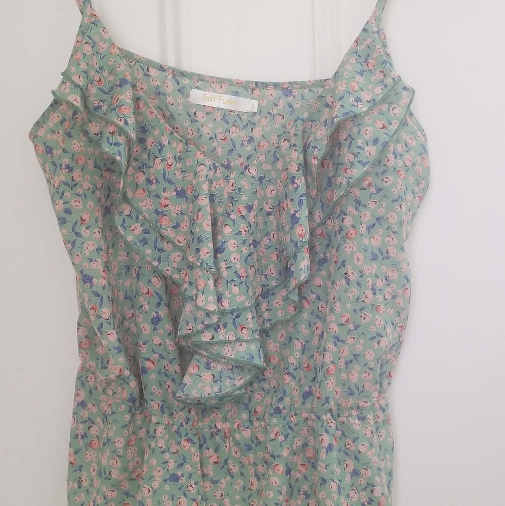 Floral green tank top